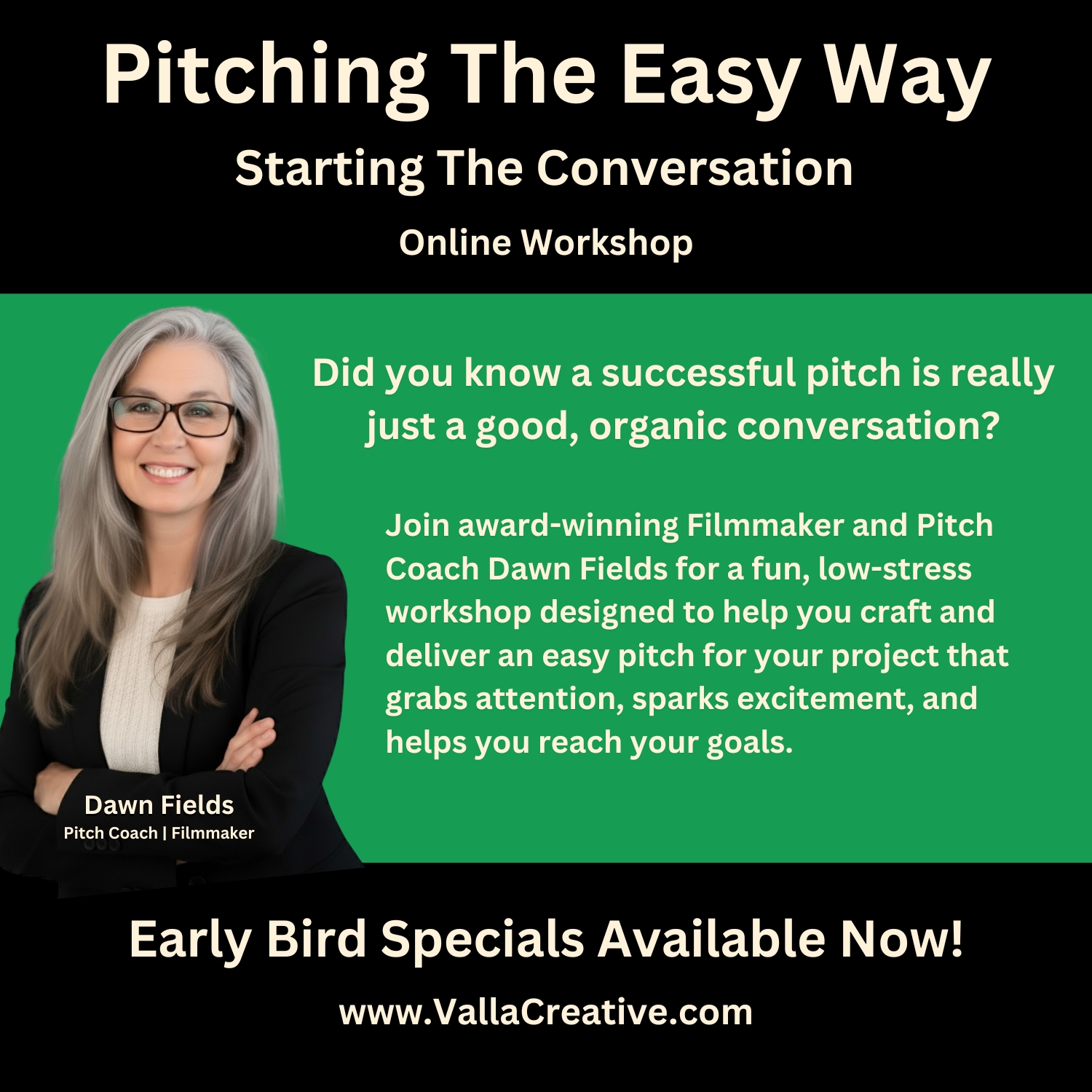 getting to the point workshop promo image with woman pointing